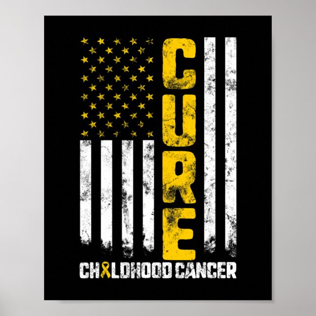 Cure Childhood Cancer Gold Ribbon Mom Kid Awarenes Poster (Front)