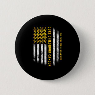 Cure Childhood Cancer Gold Ribbon Usa Flag Support 2 Inch Round Button