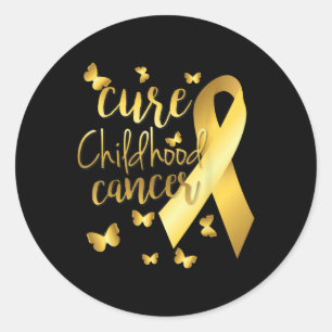 Cure Childhood Cancer With Gold Ribbon Classic Round Sticker
