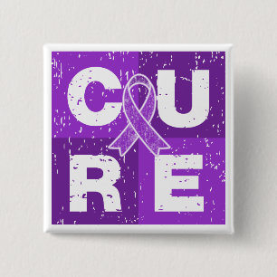 CURE Crohn's Disease Distressed Cube 2 Inch Square Button