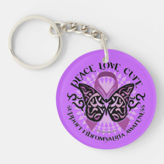 Cure Fibromyalgia Butterfly Keychain
