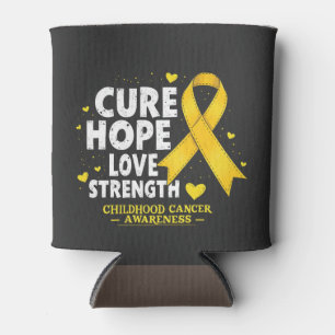 Cure Hope Love Strenght Childhood Cancer Awareness Can Cooler
