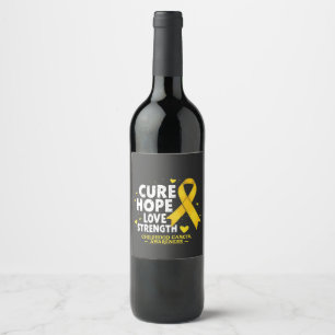 Cure Hope Love Strenght Childhood Cancer Awareness Wine Label
