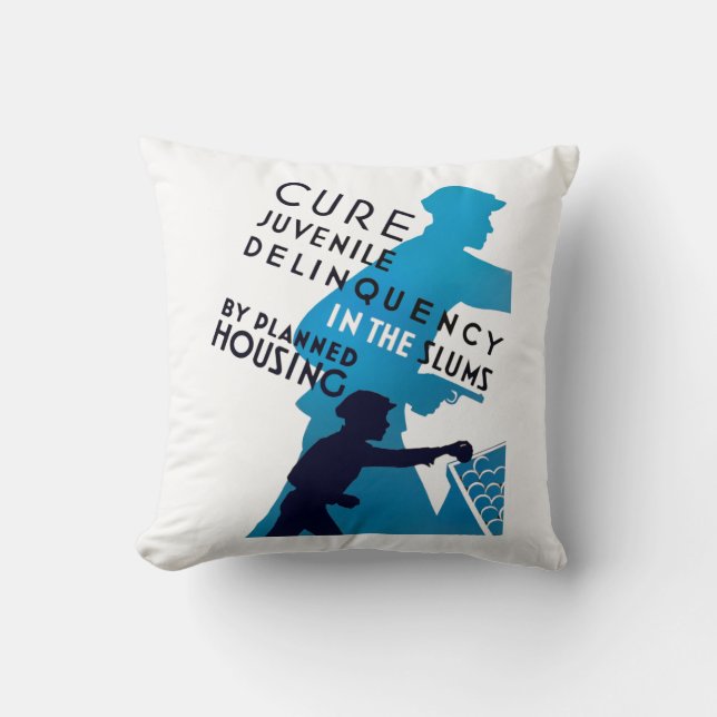 Cure Juvenile Delinquency in the Slums Throw Pillow (Front)