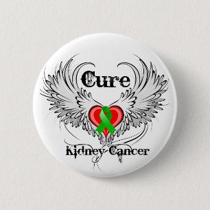 Cure Kidney Cancer Heart Tattoo Wings 2 Inch Round Button