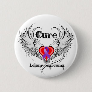 Cure Leiomyosarcoma Heart Tattoo Wings 2 Inch Round Button