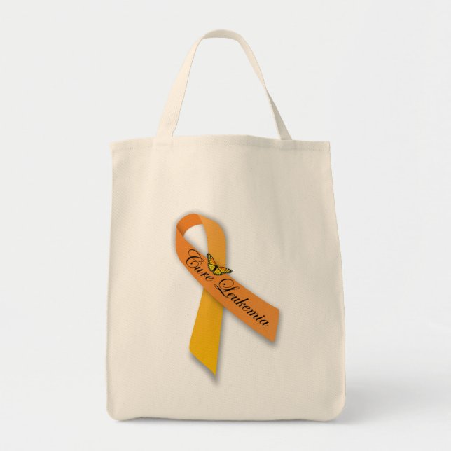 Cure Leukaemia Orange Ribbon Organic Grocery Tote (Front)