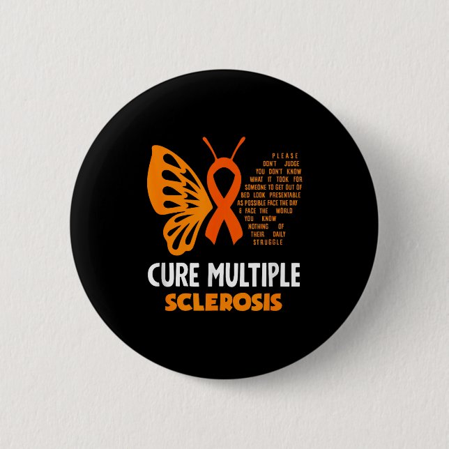 Cure Multiple Sclerosis Awareness Butterfly Ms Awa 2 Inch Round Button (Front)