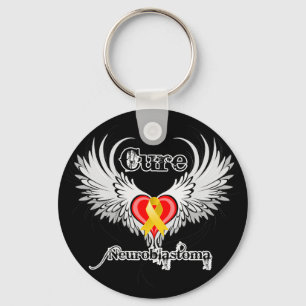 Cure Neuroblastoma Heart Tattoo Wings Keychain