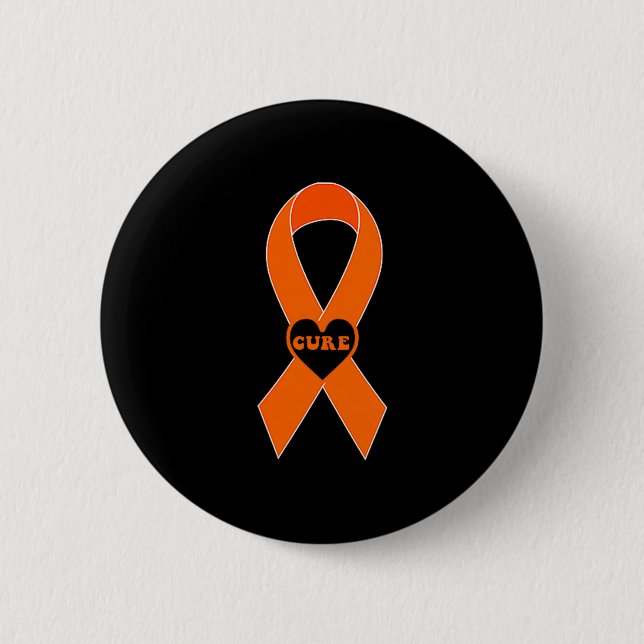 Cure Orange Ribbon Multiple Sclerosis Awareness Ms 2 Inch Round Button (Front)