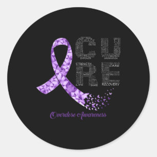 Cure Purple Ribbon Overdose Awareness Classic Round Sticker