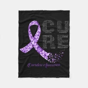 Cure Purple Ribbon Overdose Awareness Fleece Blanket