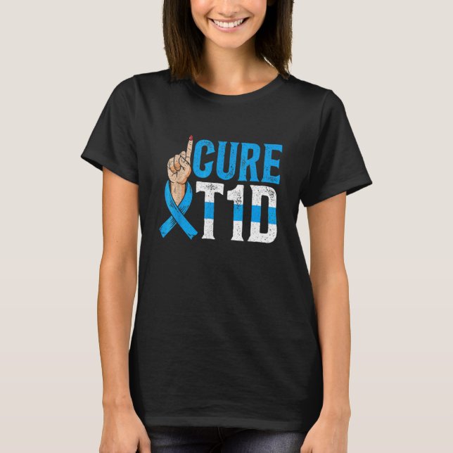 Cure T1d Diabetes Awareness Month Insulin Pancreas T-Shirt (Front)
