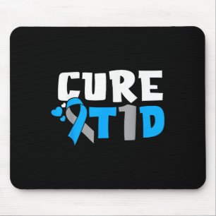 Cure T1d Diabetes Awareness Type 1 Blue Ribbon Mouse Pad