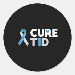 Cure T1d Diabetes Awareness Type 1 Insulin Pancrea Classic Round Sticker