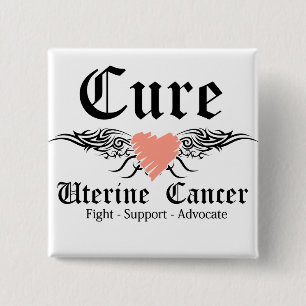Cure Uterine Cancer Tattoo Wings 2 Inch Square Button