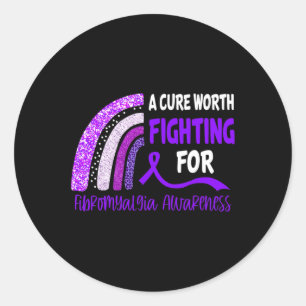Cure Worth Fighting For Fibromyalgia Awareness Classic Round Sticker