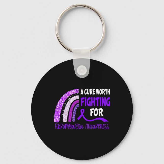 Cure Worth Fighting For Fibromyalgia Awareness  Keychain (Front)