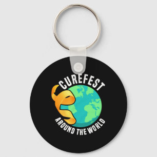 Curefest Around The World Childhood Cancer Awarene Keychain