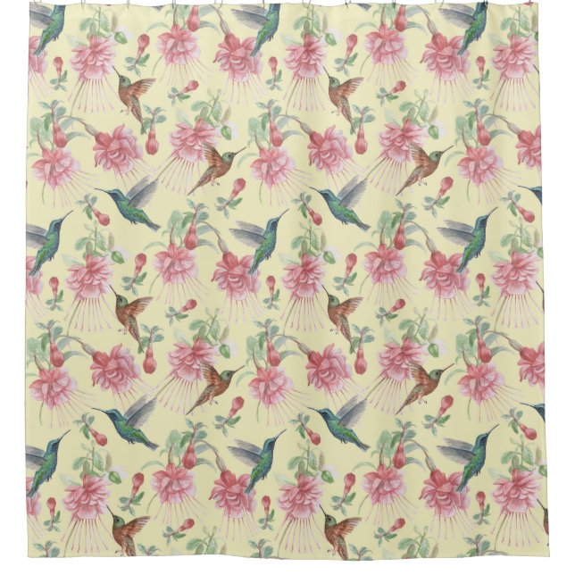 Curieux rideau de douche de colibris (Devant)