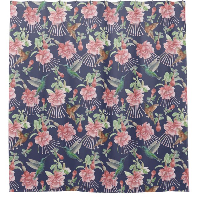 Curieux rideau de douche de colibris (Devant)