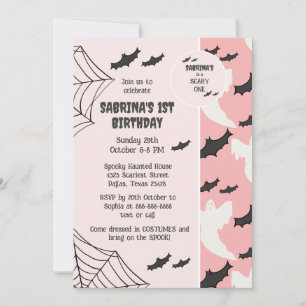 Curieux rose un Halloween Invitation anniversaire