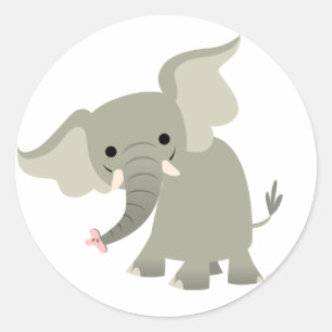 Curieux Sticker Eléphant Cartoon