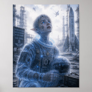 Curiosity / Astronaut / Launch Pad in the Desert Poster