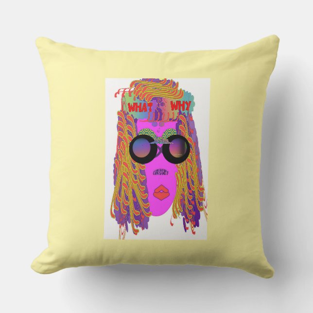 Curiosity At A Glance Yellow  Throw Pillow (Front)
