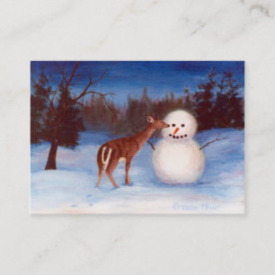 Curiosity Deer and Snowman Art Card