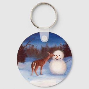 Curiosity Deer and Snowman Keychain