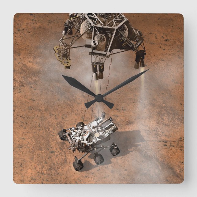 Curiosity Rover Landing On The Martian Surface. Square Wall Clock (Front)