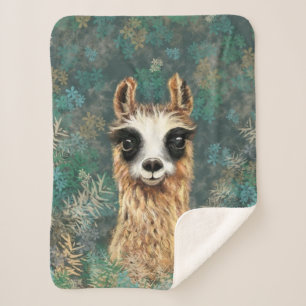 Curious Baby Llama - Cute Sherpa Blanket