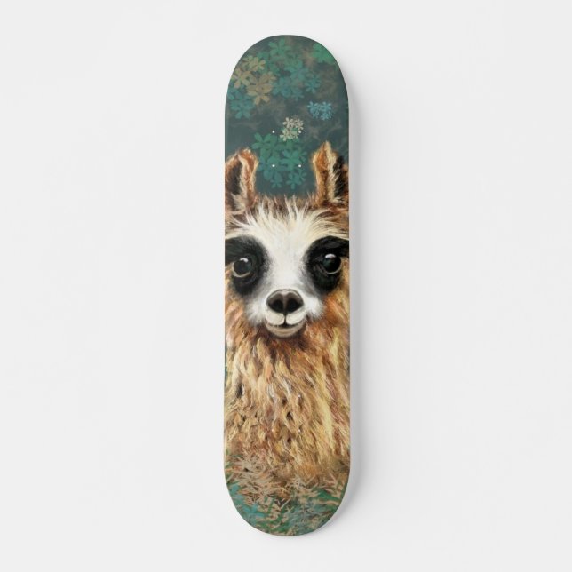 Curious Baby Llama - Cute Skateboard (Front)