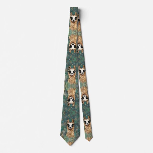 Curious Baby Llama - Cute Tie (Front)
