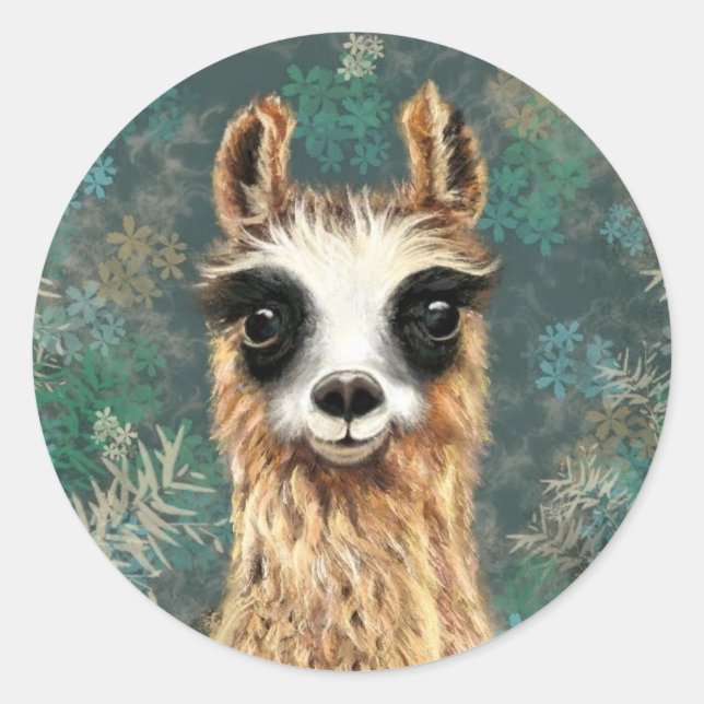 Curious Baby Llama Funny Sticker Alpaca (Front)