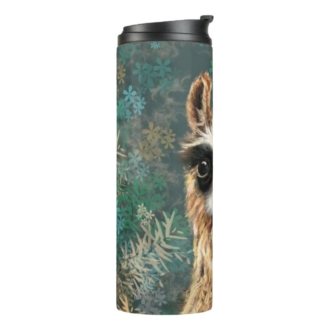 Curious Baby Llama Funny Thermal Tumbler (Rotated Left)