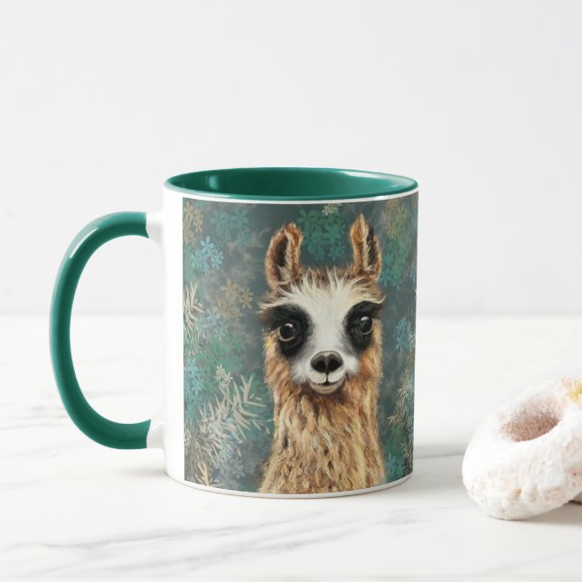 Curious Baby Llama - Sweet - Fun Mug (With Donut)