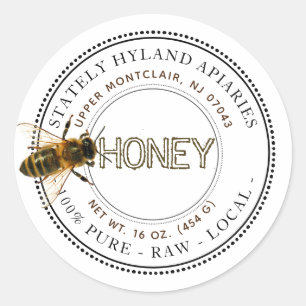 Curious Bee Editable Honey Label (White)