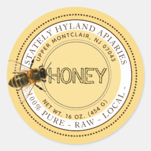 Curious Bee Editable Honey Label (Yellow)