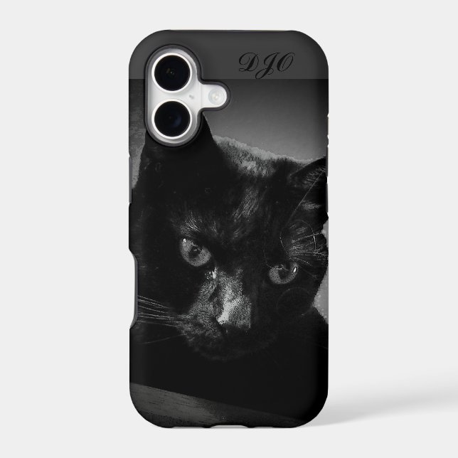 Curious Black Cat and monogram (Back)