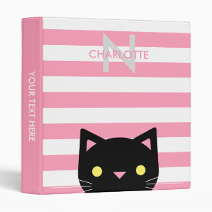 Curious Black Cat Custom Name & Initial Binder