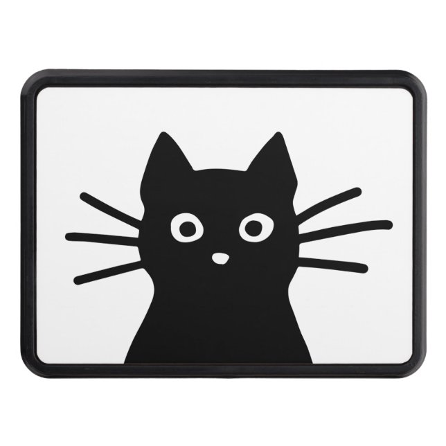 Curious Black Cat Funny Peeking Kitty Trailer Hitch Cover (Front)