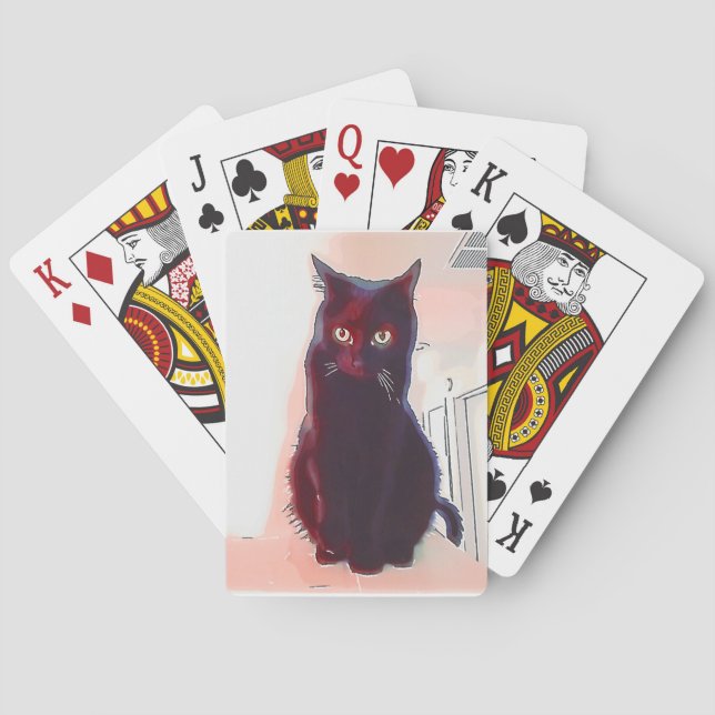 Curious Black Cat playing cards (Back)