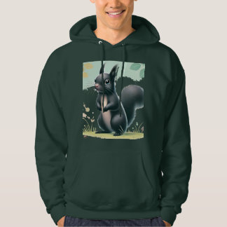 "Curious Black Squirrel in the Park – Nature-Inspi Hoodie