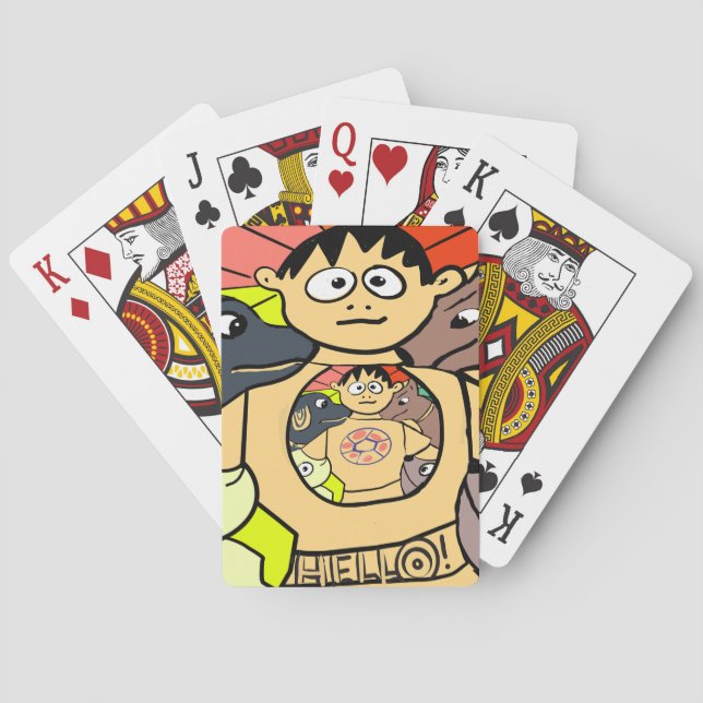 Curious Boy and His Whimsical Animals Playing Cards (Back)