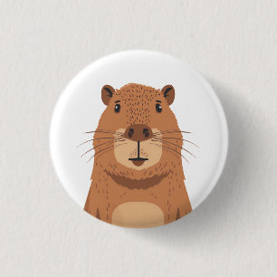 Curious Capybara Portrait 1 Inch Round Button