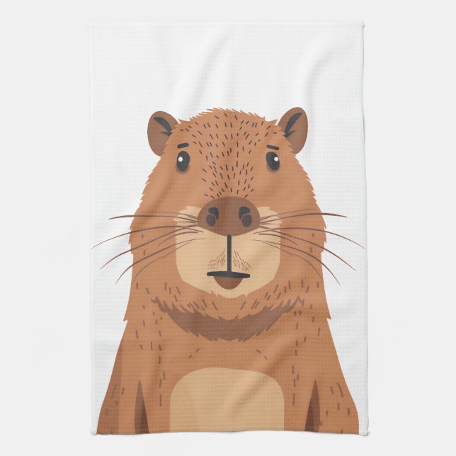 Curious Capybara Portrait Kitchen Towel (Vertical)