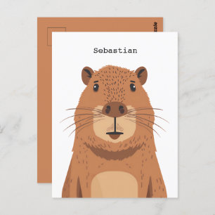 Curious Capybara Portrait Postcard