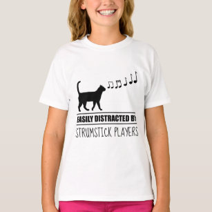 Curious Cat Distracted by Strumstick Players T-Shirt